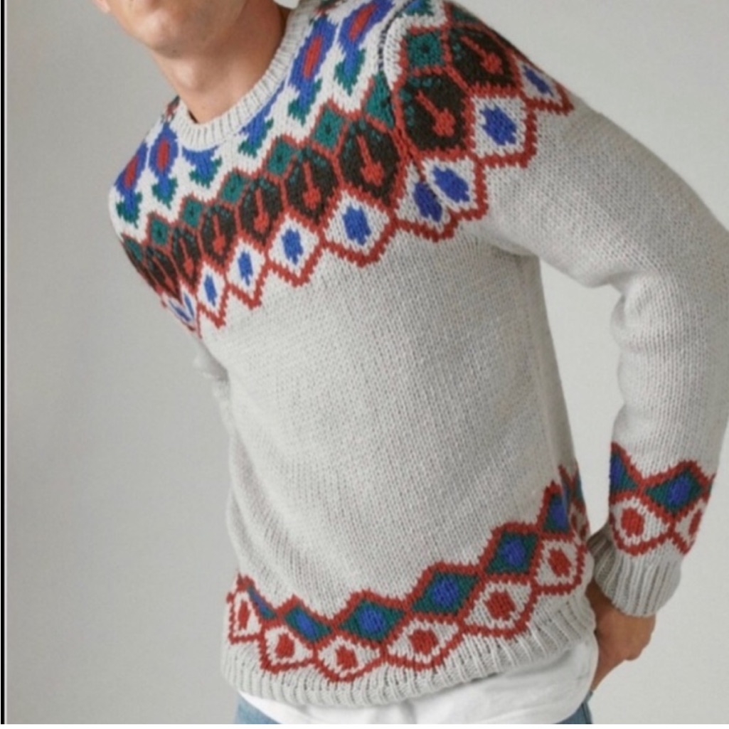 Lucky Brand Fair Isle Crew Neck Fisherman Sweater